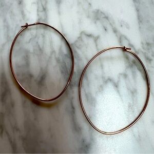 Rose Gold Plated Oval Wire Hoop Earrings